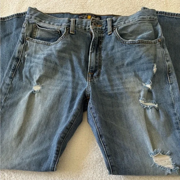 Lucky Brand Distressed Style Men’s Blue Jeans Size W33 L32 - Picture 6 of 11